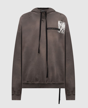 Ann Demeulemeester Серые худи с винтажным эффектом B0012871FA640