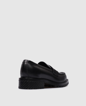 Off-White Чорні шкіряні лофери Military з тисненням логотипа OMIG009C99LEA001