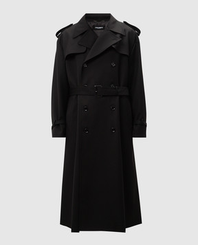 Dolce&Gabbana Чорний двобортний тренч з вовни G049GTFU28P