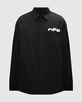 Off-White Чорна сорочка з логотипом OMGE004S25FAB001