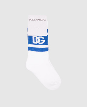 Dolce&Gabbana Дитячі білі утеплені шкарпетки з логотипом LBKAC5JBCAC