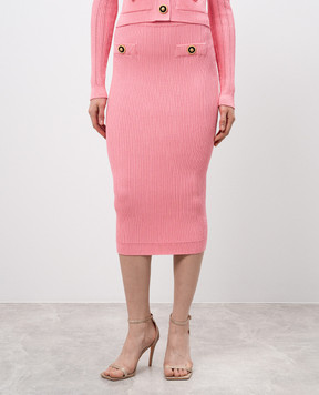 Balmain Рожева спідниця міді в рубчик EF1LD022KI10