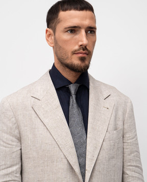 Brunello Cucinelli Серый галстук из шелка в узор. MR8790018