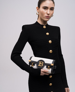 Balmain Біла комбінована сумка Raffia B-Buzz Pouch EN0LE596TRHS