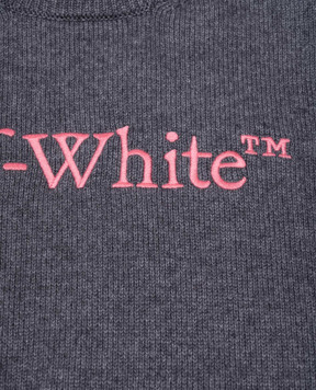Off-White Дитячий сірий светр з вовною з вишивкою логотипа OGHE002F24KNI001