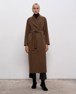 Max Mara Коричневое пальто POLDO на запах из шерсти POLDO