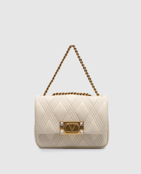 Valentino Бежевая кожаная сумка кросс-боди QUILTIE 67 6W2B0R08XCA