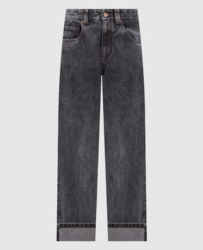 Brunello Cucinelli Сірі джинси Crop з логотипом MA095P4028