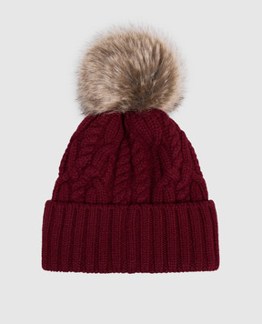 Moncler Бордова шапка з вовни та кашеміру з помпоном K20933B00063M1127
