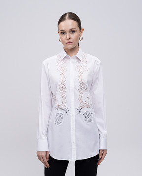Dolce&Gabbana Біла блуза з мереживом F5T32TFUEAJ