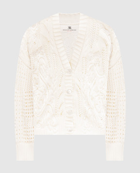 Ermanno Scervino Білий кардиган з мереживом D465N304APMQV