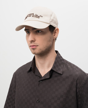 Off-White Бежева кепка з вишивкою логотипа OMLA049S25FAB002