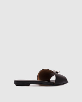 Alexander McQueen Черные кожаные шлепанцы T-Bar 817471WIACT