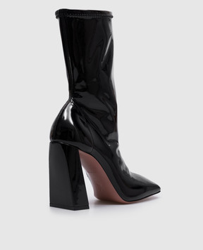 Amina Muaddi Чорні лаковані ботильйони Marine Stretch 12S357516MAR