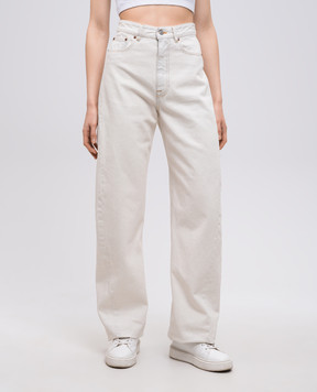 Maison Margiela MM6 Бежеві джинси з патчем логотипа S62LB0184M30018