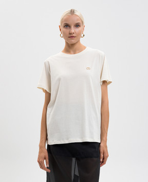 Twinset Бежева футболка з логотипом 252TP2057