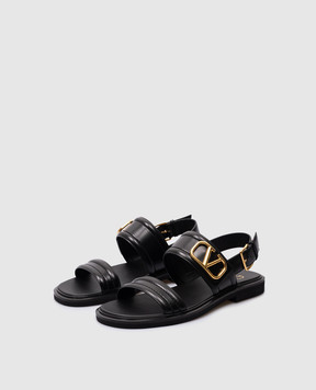 Valentino Черные кожаные сандалии с металлическим логотипом VLogo 4W0S0IW8BEK