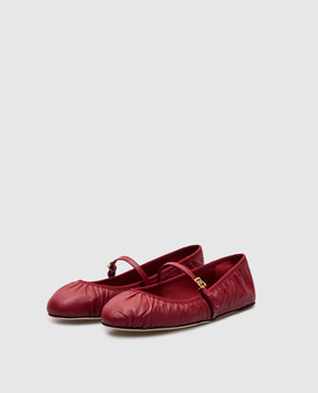 Dolce&Gabbana Бордові шкіряні балетки CB0257AD137