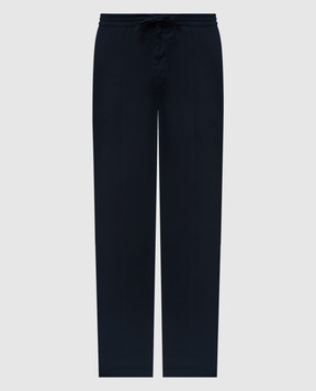 Canali Синие брюки из льна и шерсти AE02571U7003