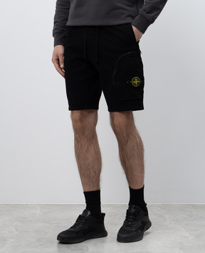 Stone Island Черные шорты-карго с логотипом K1S156200002S0123