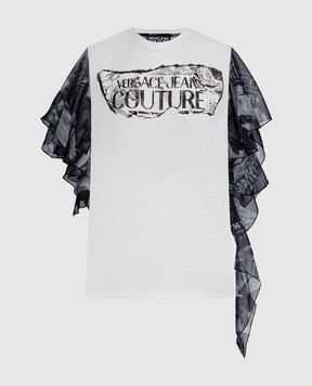 Versace Jeans Couture Белая футболка с принтом Magazine 76HAHE03J0123