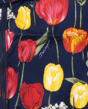Dolce&Gabbana Дитячий синій пуховик в квітковий принт L5JBN8ISMG9812