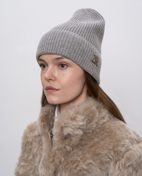 Ermanno Scervino Сіра шапка з кашеміру з монограмою логотипа D475V301HCW
