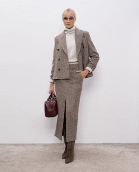 Brunello Cucinelli Коричнева спідниця Storial з вовни і шовку MG531G3918