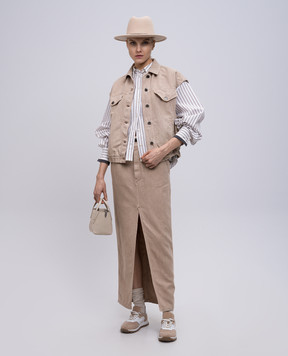 Brunello Cucinelli Бежевий джинсовий жилет з льоном ML996FX706