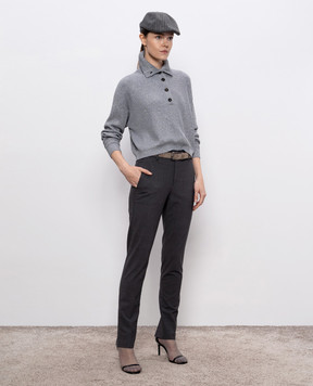 Brunello Cucinelli Сірий светр з люрексом MAZ260214P