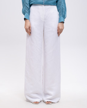 Max Mara Белые брюки VICARIO с льном VICARIO