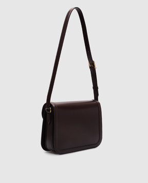 Valentino Коричневая кожаная глянцевая сумка-мессенджер с логотипом 7W2B0R15UHF