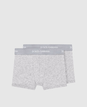 Dolce&Gabbana Дитячий набір сірих трусів-боксерів з логотипом L4J701ON00G
