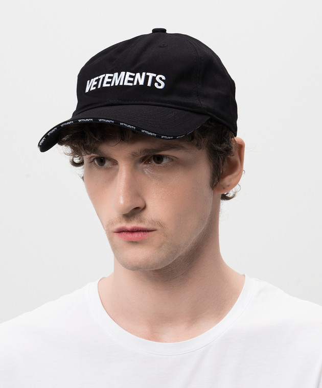 Vetements Черная кепка с логотипом UA66CA120Bm изображение 2