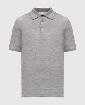 Brunello Cucinelli Серое меланжевое поло с льном M2L00315
