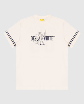 Off-White Дитяча бежева футболка з принтом Characters College OBAA002F24JER007