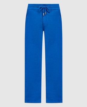 Vilebrequin Синие брюки из льна с логотипом. PRCAU101