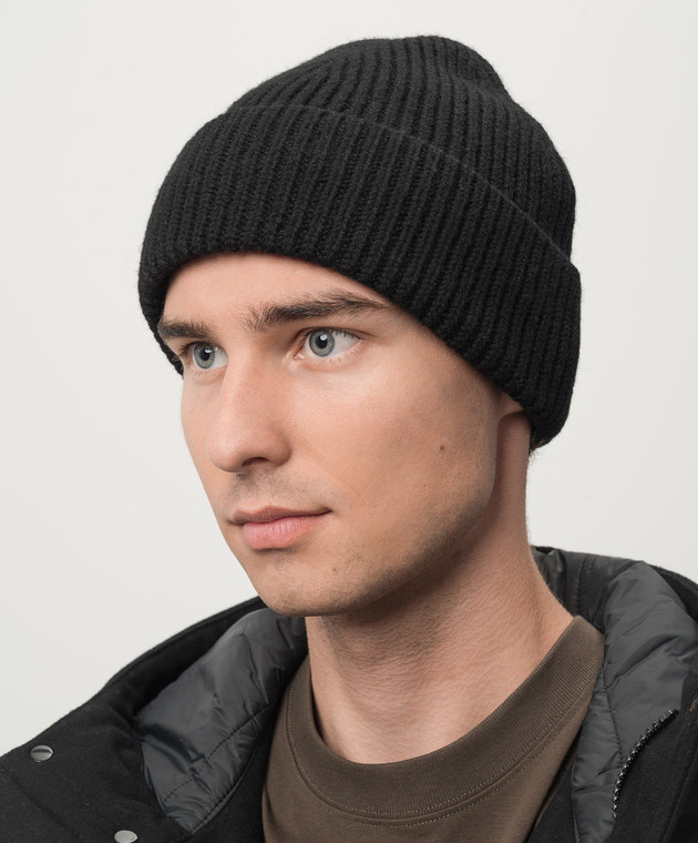 Ami Paris Черная шапка из шерсти с вышивкой Ami de Coeur BFUHA106018 изображение 2