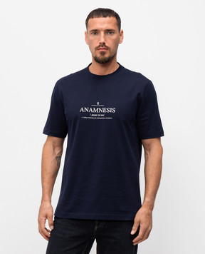 Brunello Cucinelli Синяя футболка с принтом M0B138495