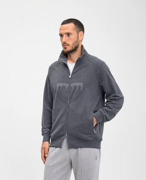 Brunello Cucinelli Серая спортивная куртка с нашивкой логотипа MM8363140G