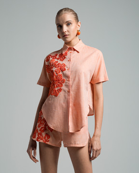 Ermanno Scervino Помаранчева сорочка з льоном з вишивкою D444K307LZS