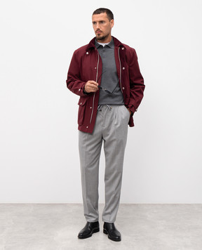 Brunello Cucinelli Серое поло с длинными рукавами M29800135
