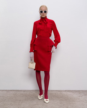 Valentino Червона блуза із шовку у візерунок 7B3AB7T89HT