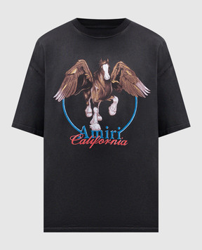 AMIRI Чорна футболка WASH PEGASUS з логотипом AMJYTE1130
