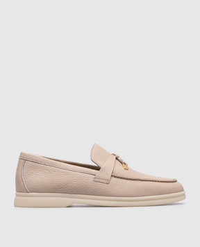Loro Piana Бежеві шкіряні лофери charms walk FAM9730