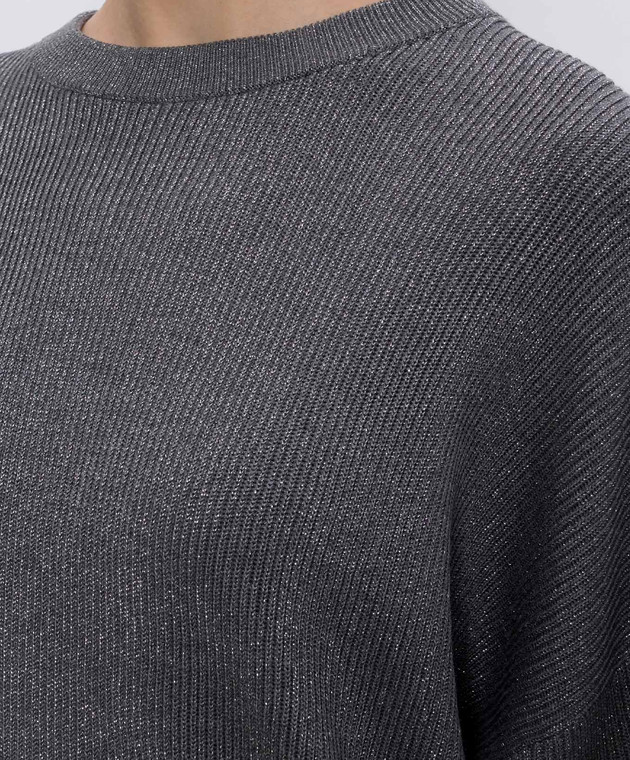 Brunello Cucinelli Сірий светр з люрексом MAZ260200P зображення 5
