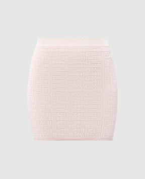 Balmain Бежева спідниця міні в брендовий тканий візерунок EF1LB004KI02