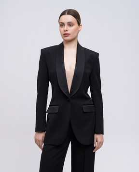 Dolce&Gabbana Черный жакет из шерсти и шелка F2964TFU21E