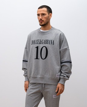 Dolce&Gabbana Серый меланжевый свитшот с принтом логотипа G9BEFTG7O2N