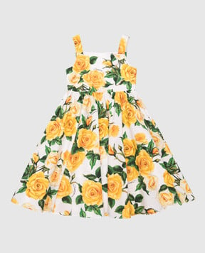 Dolce&Gabbana Детское белое платье миди в принт. L53DI6HS5QR46